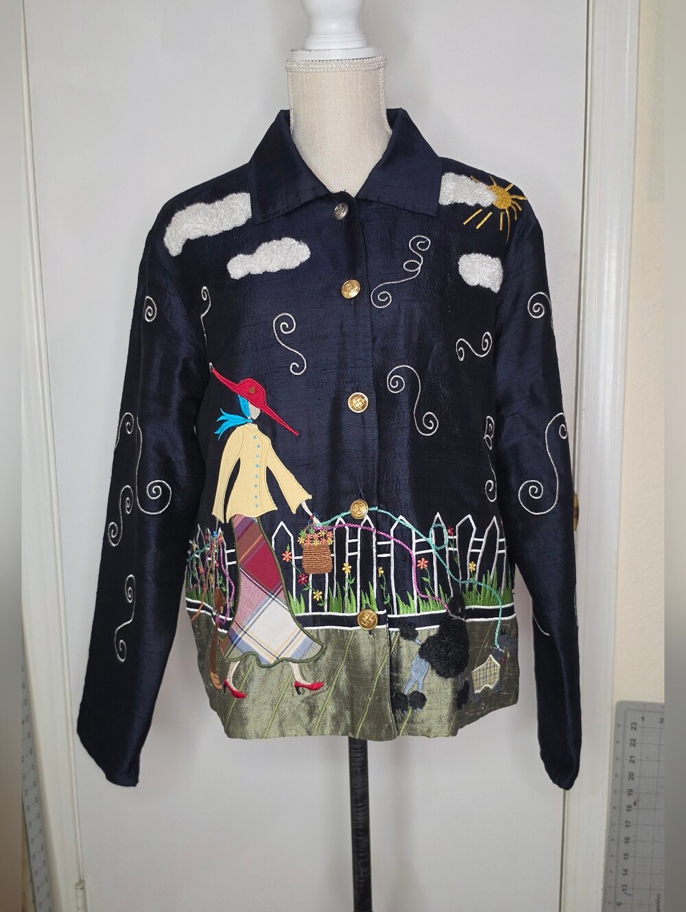 Longaberger Homestead Button Up Silk Dog Walker Fancy Poodle Blazer